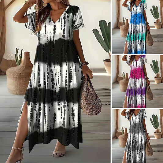 🏖️🌸Summer Hot Sale 49% OFF💃Women’s Causal V-Neck Gradient Dress