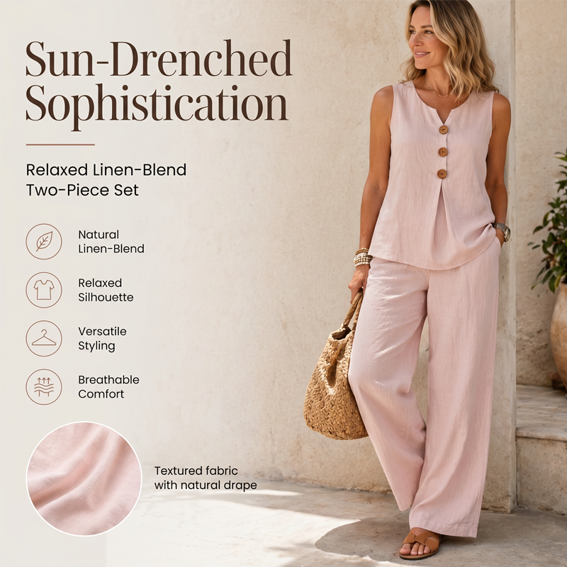 💗LAST DAY SALE 49% OFF⚡50K+ SOLD💕Women's Sleeveless Button Top and Loose Pants Set