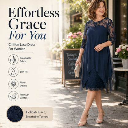 📢📢49% OFF !! ⏰Women's Elegant High-Low Hem Lace Overlay Dress🌺