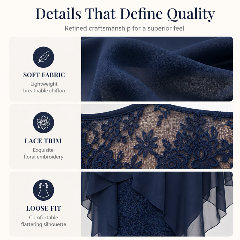 📢📢49% OFF !! ⏰Women's Elegant High-Low Hem Lace Overlay Dress🌺