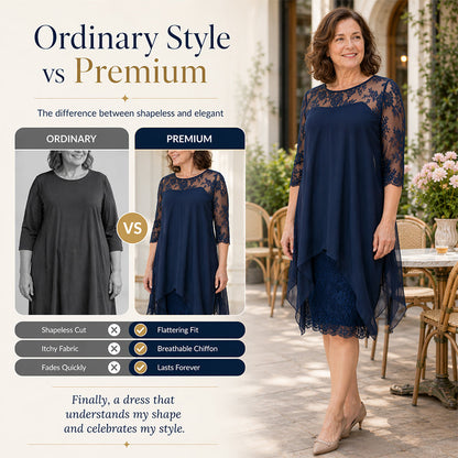 📢📢49% OFF !! ⏰Women's Elegant High-Low Hem Lace Overlay Dress🌺