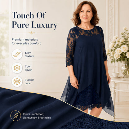 📢📢49% OFF !! ⏰Women's Elegant High-Low Hem Lace Overlay Dress🌺