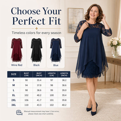 📢📢49% OFF !! ⏰Women's Elegant High-Low Hem Lace Overlay Dress🌺