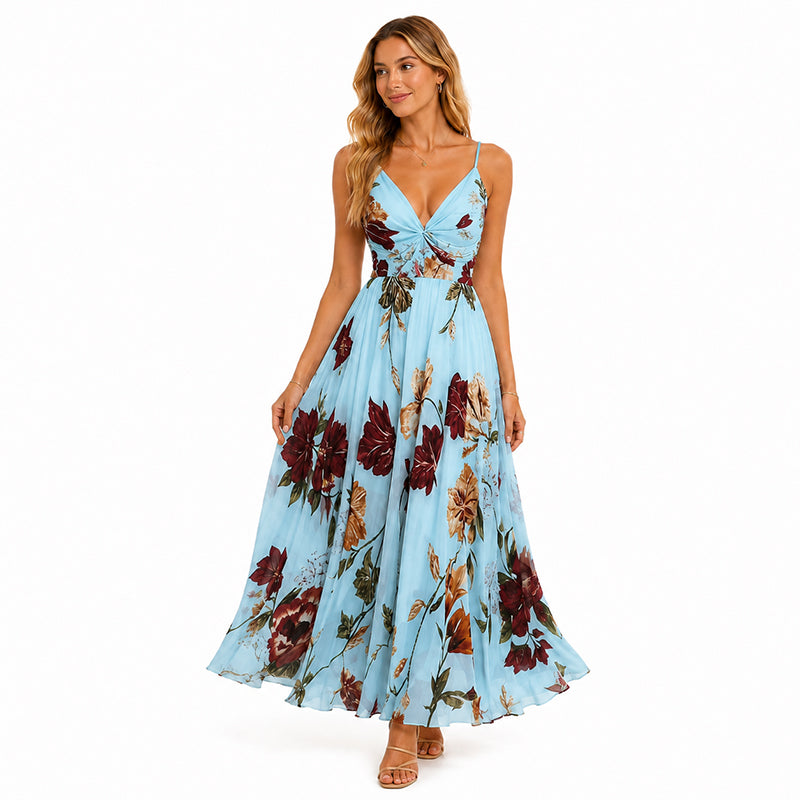 Women's Printed Spaghetti Strap Maxi Dress