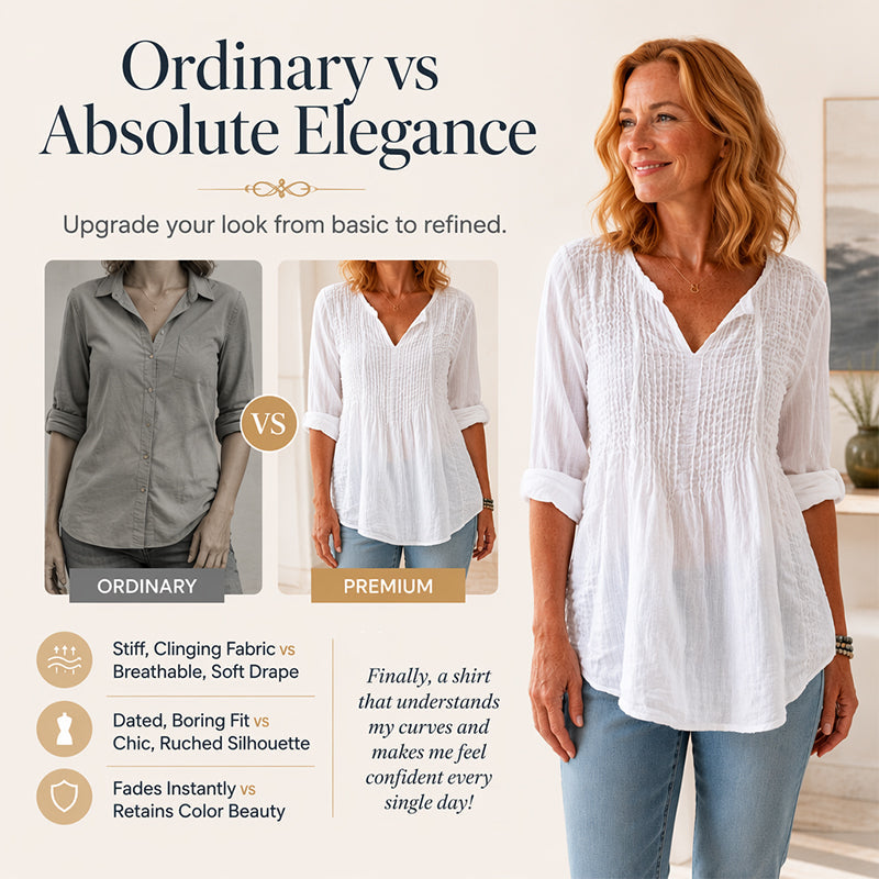 Women's Casual V-Neck Tie Pleated Top