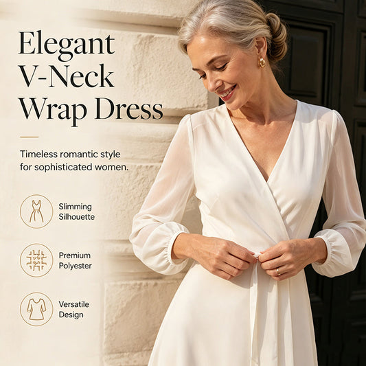 Women Elegant Solid Color Wrap Dress