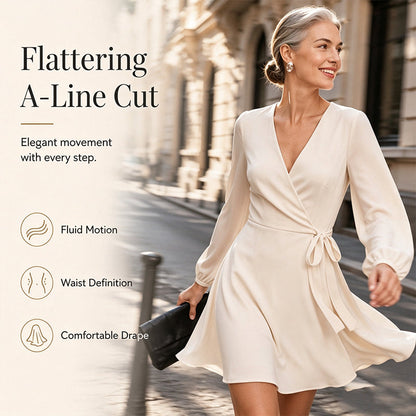 Women Elegant Solid Color Wrap Dress