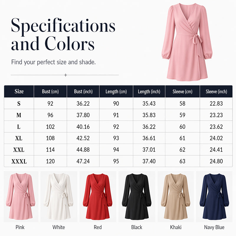 Women Elegant Solid Color Wrap Dress