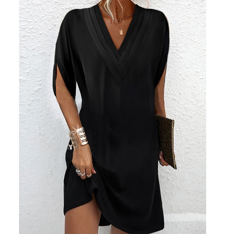 Women's Summer V-Neck Batwing Sleeve Dress