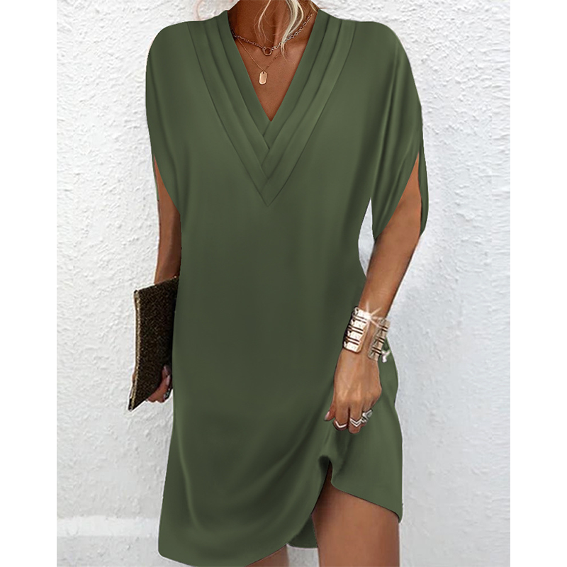 Women's Summer V-Neck Batwing Sleeve Dress
