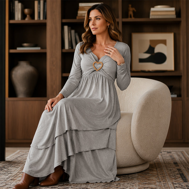 Women's Solid Color Tiered Hem Casual Dress