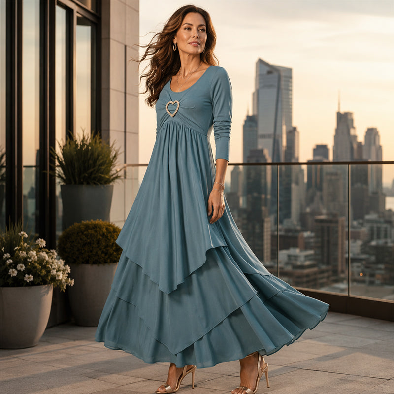 Women's Solid Color Tiered Hem Casual Dress