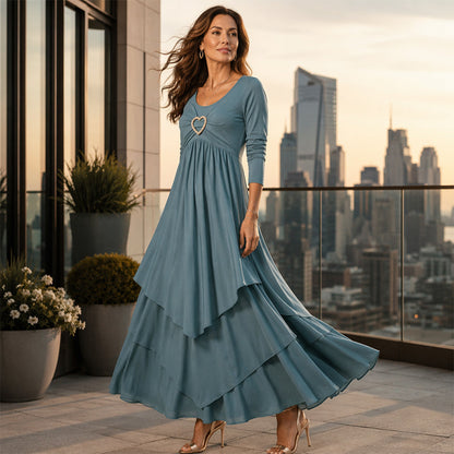 Women's Solid Color Tiered Hem Casual Dress