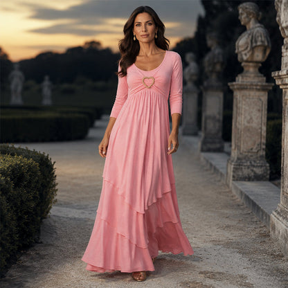 Women's Solid Color Tiered Hem Casual Dress