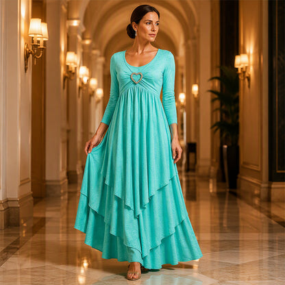 Women's Solid Color Tiered Hem Casual Dress