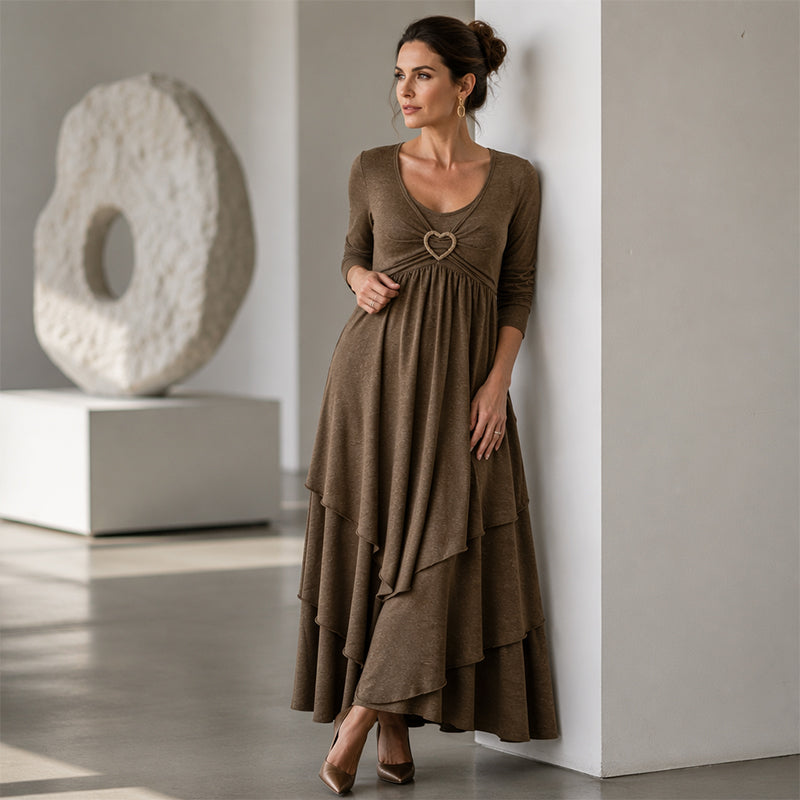 Women's Solid Color Tiered Hem Casual Dress