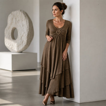 Women's Solid Color Tiered Hem Casual Dress