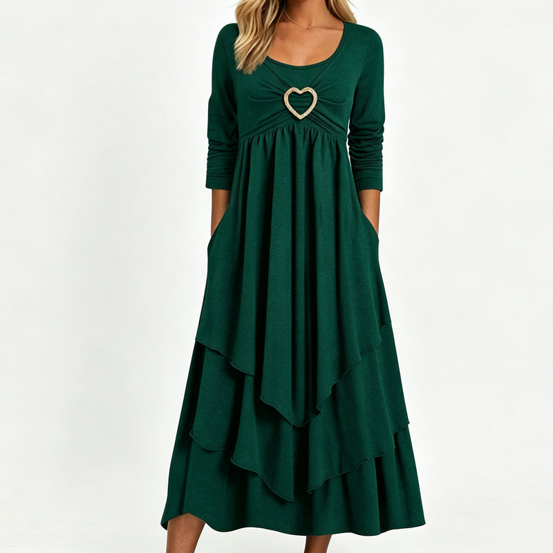 Women's Solid Color Tiered Hem Casual Dress