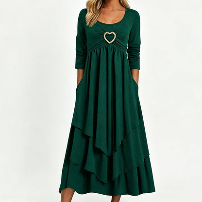 Women's Solid Color Tiered Hem Casual Dress