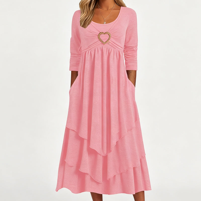 Women's Solid Color Tiered Hem Casual Dress