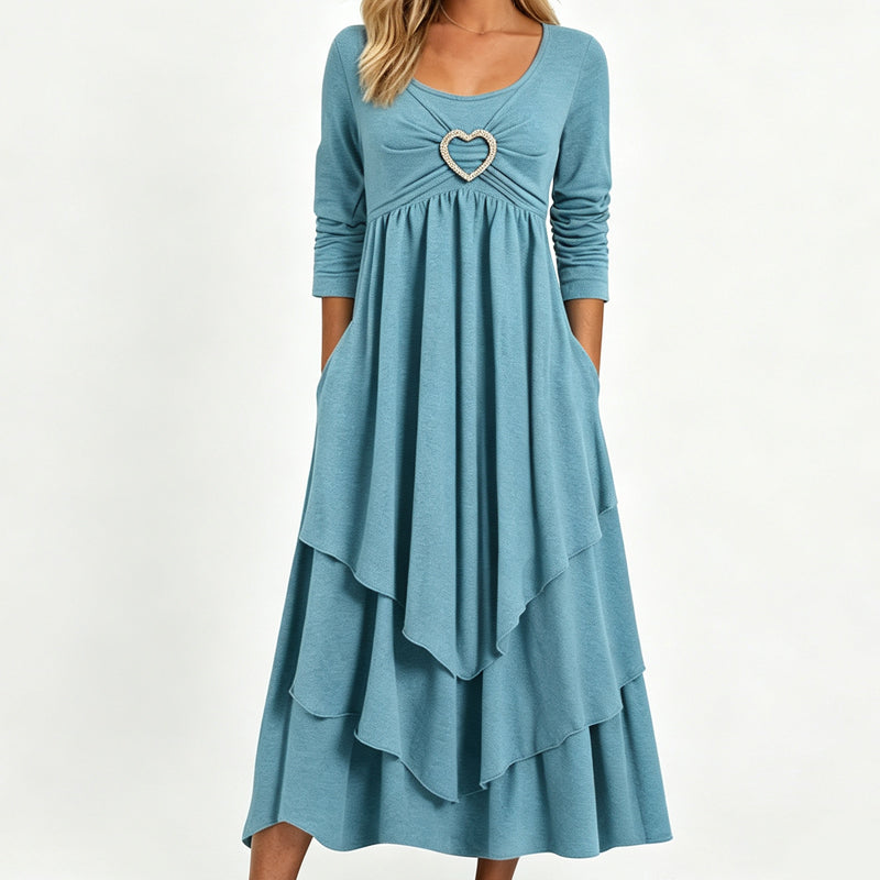 Women's Solid Color Tiered Hem Casual Dress