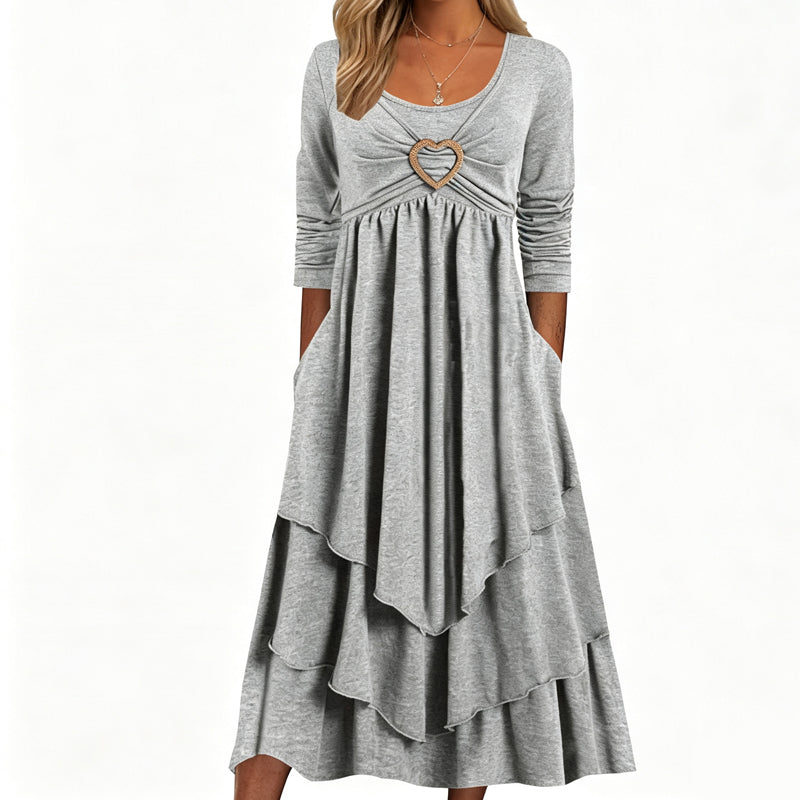 Women's Solid Color Tiered Hem Casual Dress
