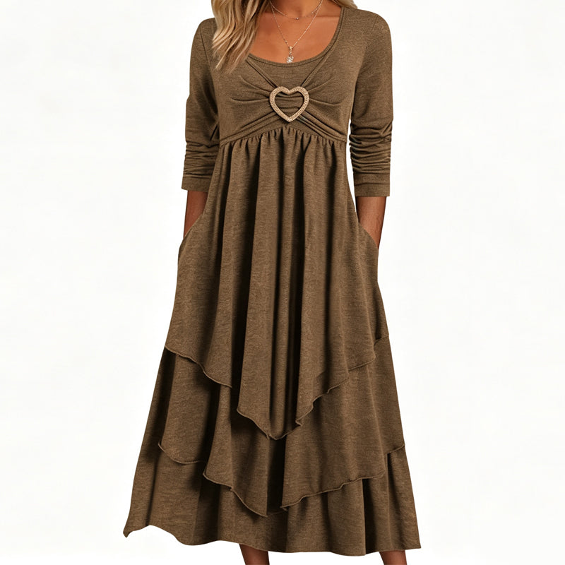 Women's Solid Color Tiered Hem Casual Dress