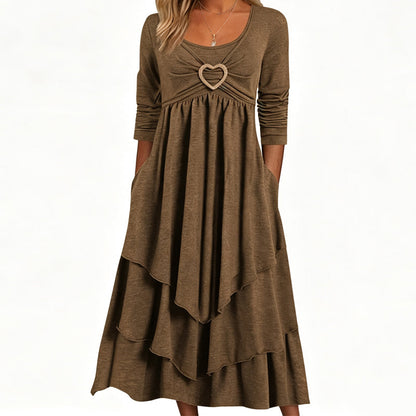Women's Solid Color Tiered Hem Casual Dress