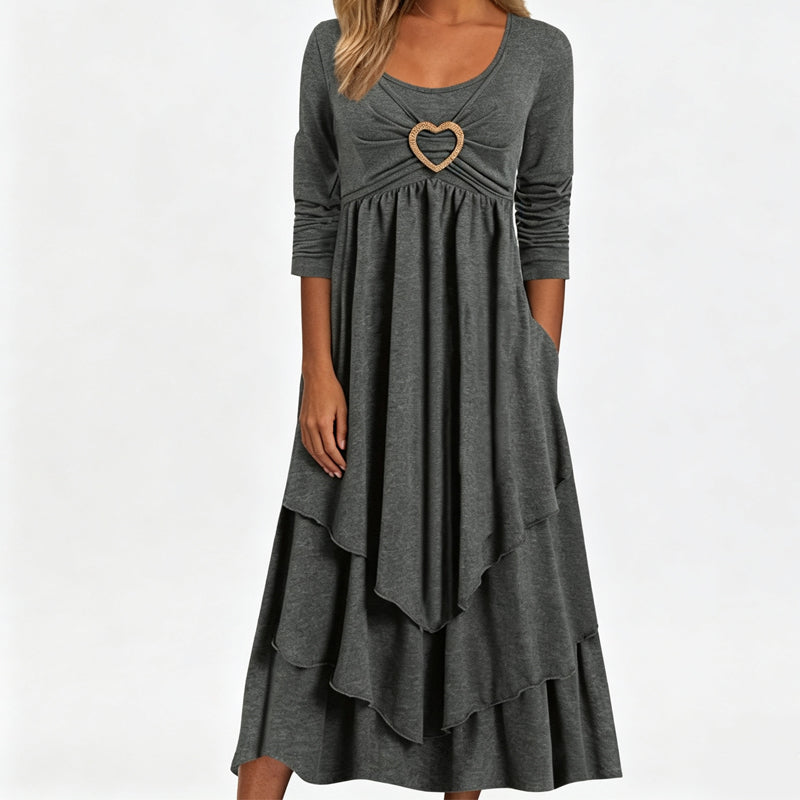 Women's Solid Color Tiered Hem Casual Dress