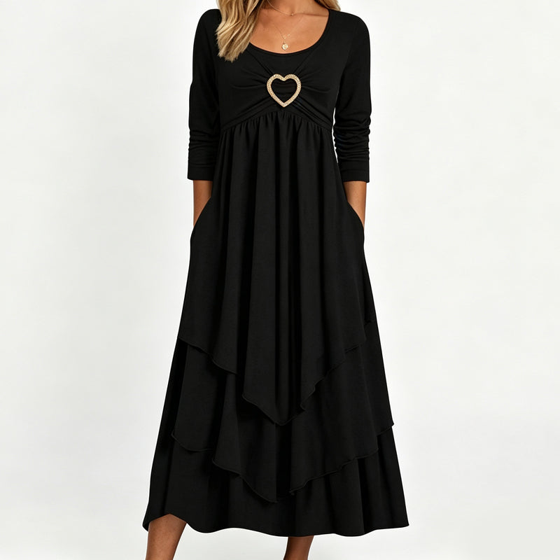 Women's Solid Color Tiered Hem Casual Dress