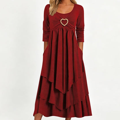 Women's Solid Color Tiered Hem Casual Dress