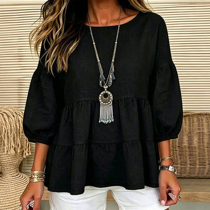 Women's Summer Lantern Sleeve Tiered Ruffle Blouse