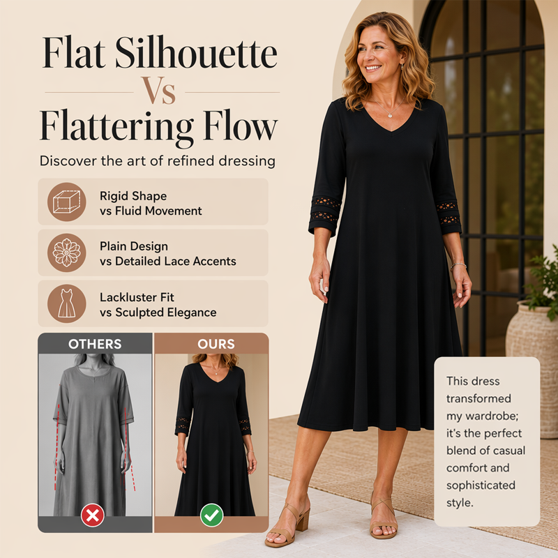 Women's Casual V-Neck Midi Dress