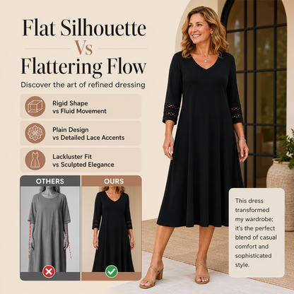 Women's Casual V-Neck Midi Dress