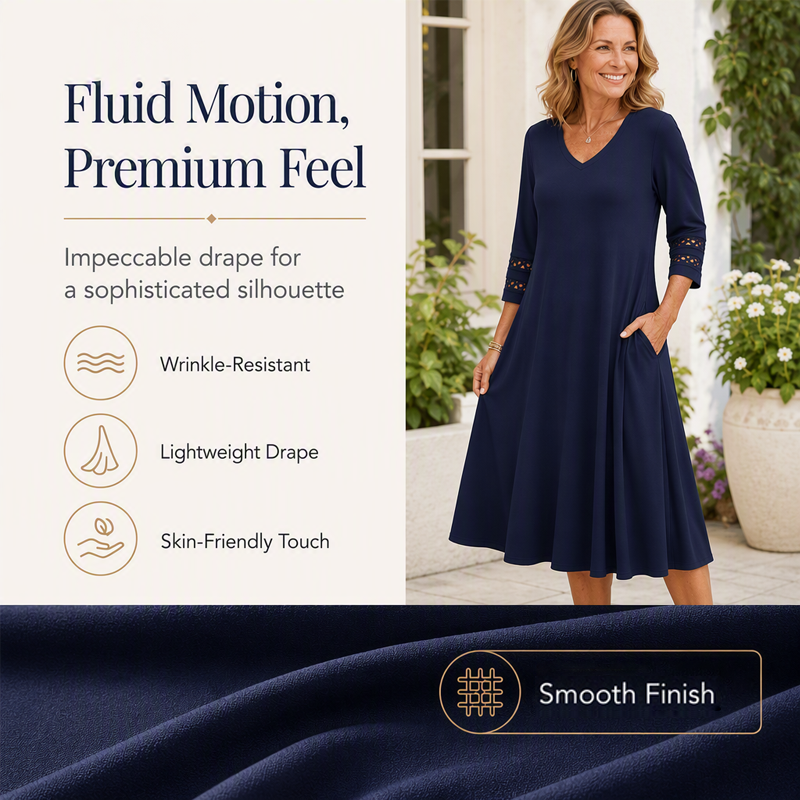 Women's Casual V-Neck Midi Dress