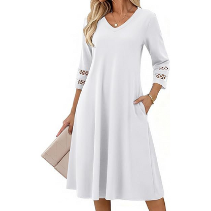 Women's Casual V-Neck Midi Dress