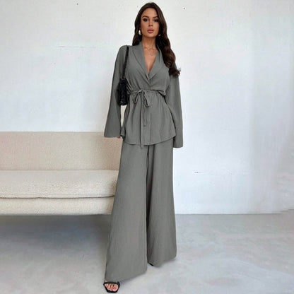 ✨49% OFF!Women’s Elegant V-Neck Top & Wide-Leg Pants 2-Piece Set