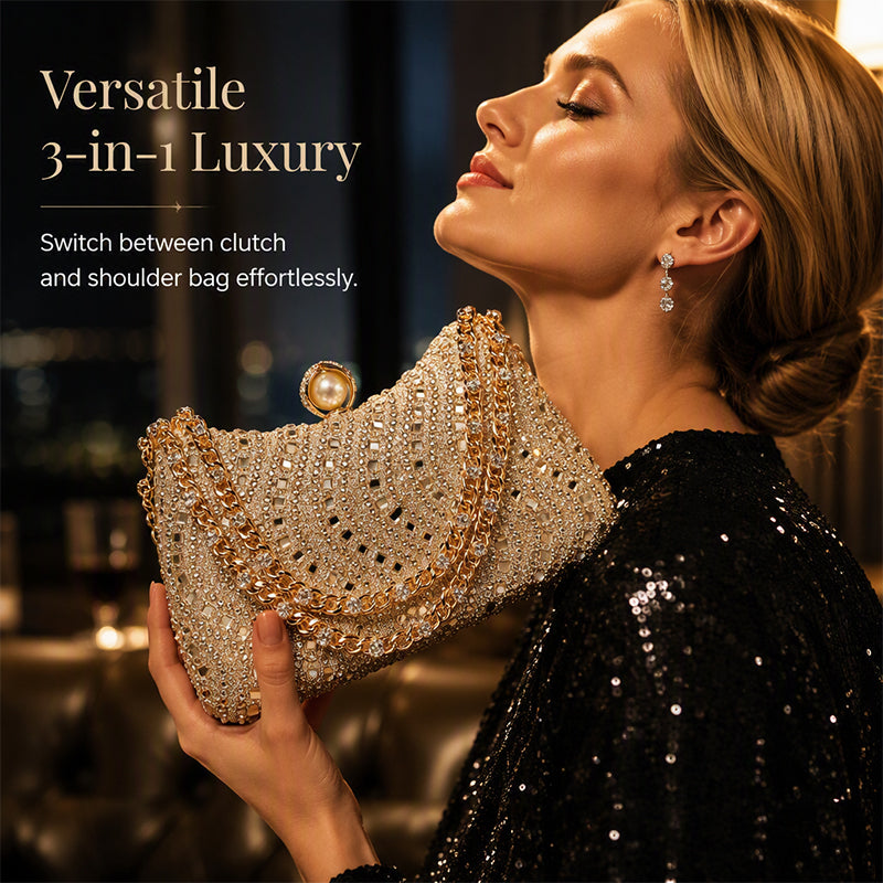🌸 50% OFF NOW! 🌸 Elegant Pearl Clasp Evening Clutch Bag