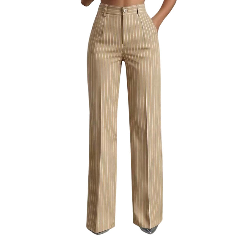 Trending Now🔥👖 Vertical Stripe Wide-Leg Pants – Tailored High-Waist & Breathable Fabric for Everyday Style