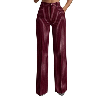 Trending Now🔥👖 Vertical Stripe Wide-Leg Pants – Tailored High-Waist & Breathable Fabric for Everyday Style