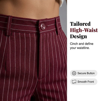 Trending Now🔥👖 Vertical Stripe Wide-Leg Pants – Tailored High-Waist & Breathable Fabric for Everyday Style