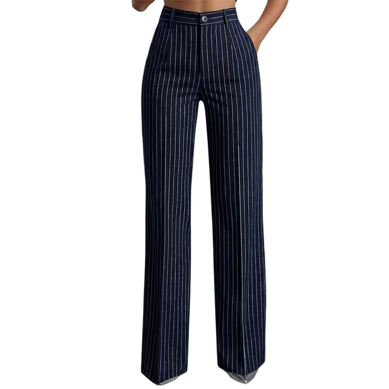 Trending Now🔥👖 Vertical Stripe Wide-Leg Pants – Tailored High-Waist & Breathable Fabric for Everyday Style