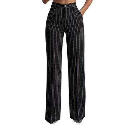 Trending Now🔥👖 Vertical Stripe Wide-Leg Pants – Tailored High-Waist & Breathable Fabric for Everyday Style