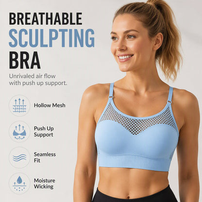 Women's Hollow Mesh Push Up Sports Bra