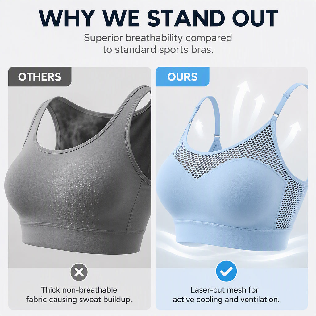 Women's Hollow Mesh Push Up Sports Bra