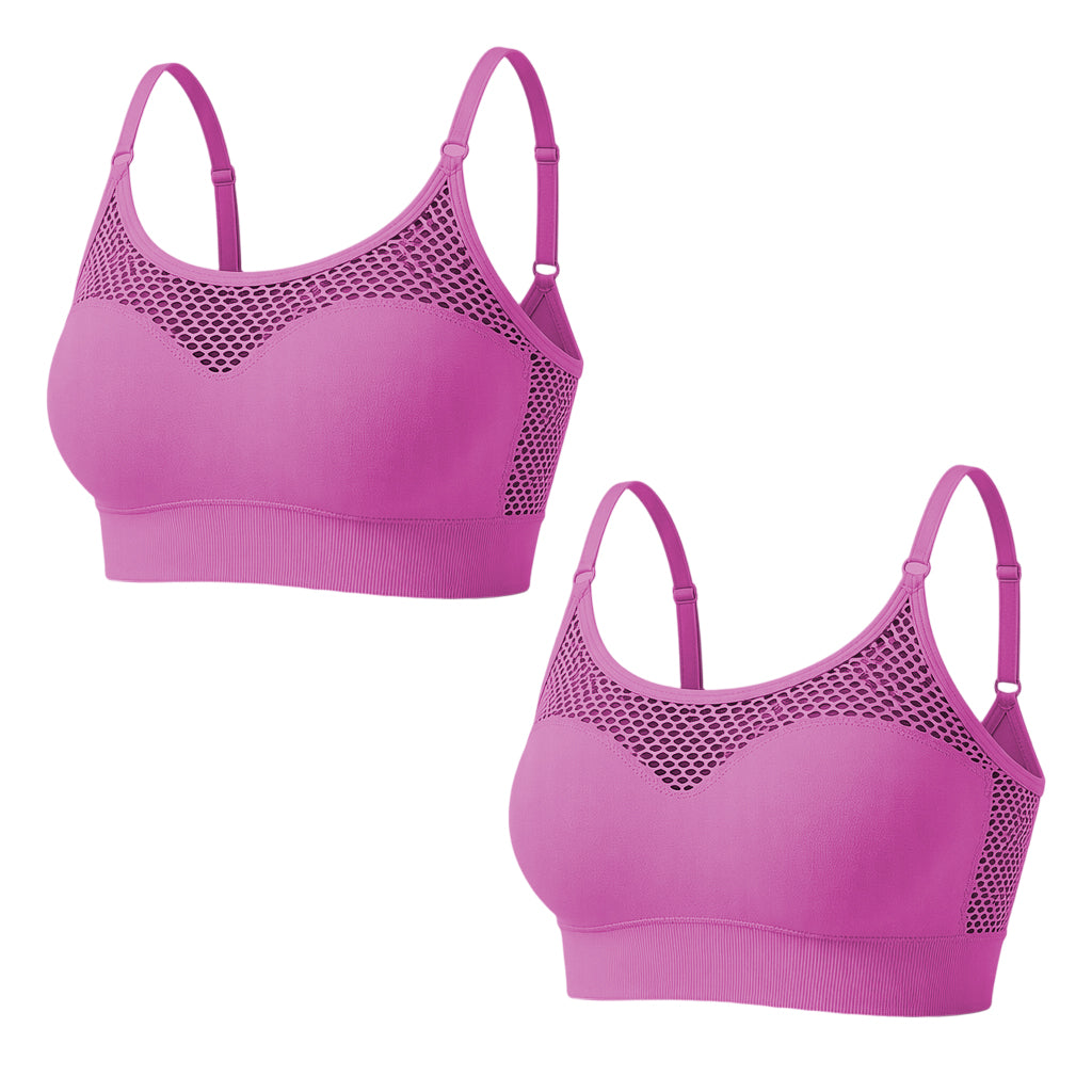 Women's Hollow Mesh Push Up Sports Bra
