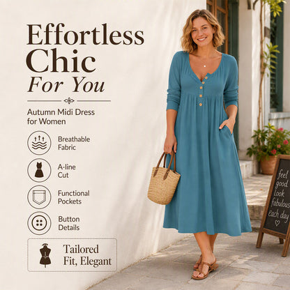 🌸Hot Sale 50% OFF💖Women's V-Neck Button Pleated Dress