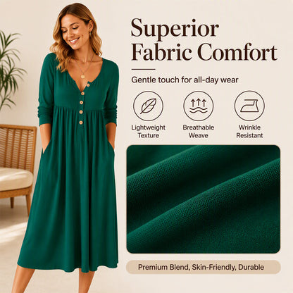 🌸Hot Sale 50% OFF💖Women's V-Neck Button Pleated Dress