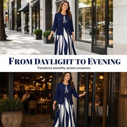 Flattering Geometric Dress Set
