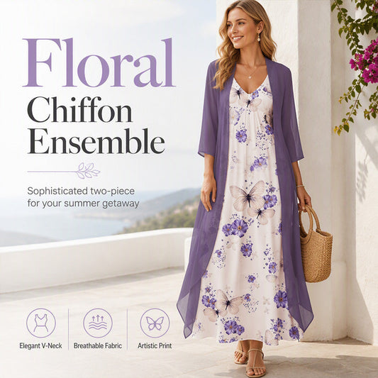 🌸49% OFF NOW! Women’s Boho Floral Maxi Dress & Cover-Up Set